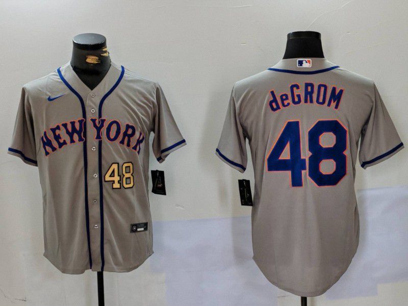 Men New York Mets #48 Degrom Grey Game 2024 Nike MLB Jersey style 2